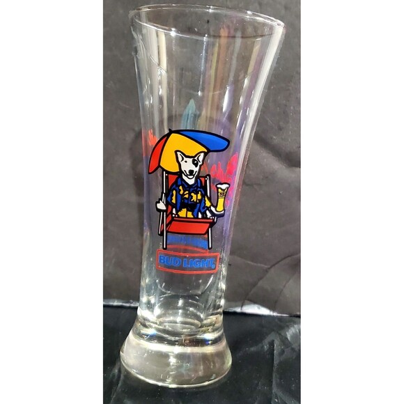 Vintage 1987 Spuds Mackenzie Bud Light Beer Pilsner Glass Barware Collectible - Picture 9 of 16